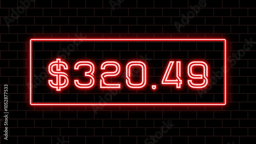 $320.49 のネオン文字