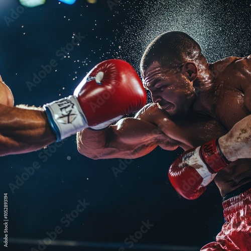 Boxer hitting an uppercut on a sparring partner