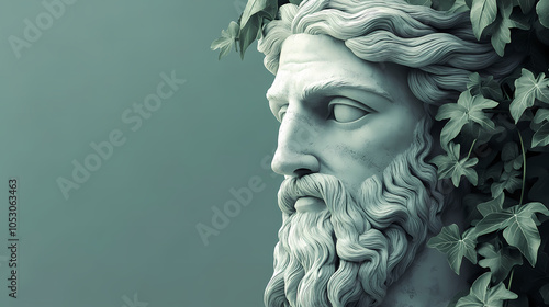 Marble statue of greek god zeus with ivy. generative ai. Greek Olympian Games. Illustration