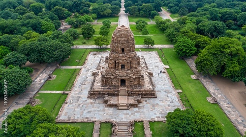 Aerial View of Qutub Minar in New Delhi