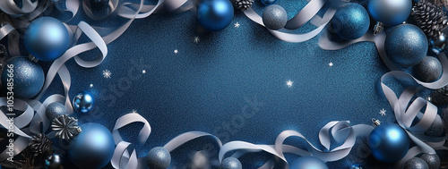 Sfondo per Natale. Blu. Palle dell'albero di Natale.