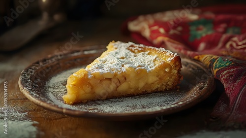 Polish Apple Cake (Jabłecznik) with Powdered Sugar (Polish Cuisine)