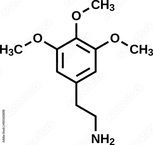 Mescaline structural formula, vector illustration