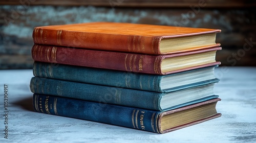 Stack of Vintage Leather Bound Books - Classic Literature