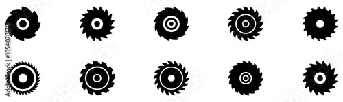 Circular saw icon. Rotary blades saw machine, cut teeth machine for carpentry, industrial machine for wood construction. Vector flat illustration. Vector Graphic. EPS 10