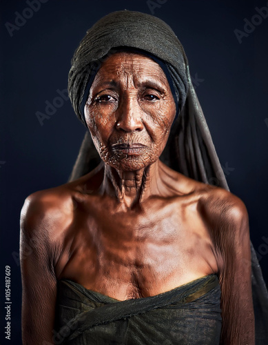 Emotional Portrait of Old Retired Woman Face