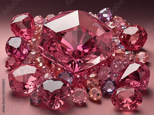 Ruby gemstones scattered For graphic design resource