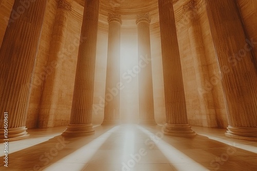 Grand hall with towering pillars and ethereal lighting evoking awe spirituality and timeless elegance perfect for themes of faith architecture and solemnity