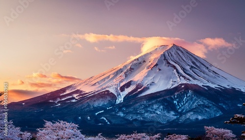 凍えるような早朝に、富士山と雪原が織りなす温かみのある風景が心を豊かにする