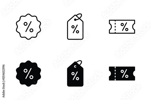 Discount percent tag icon set vector