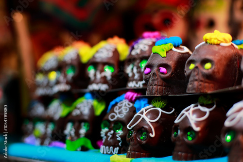 Typical mexican chocolate skulls for the Day of the the Dead