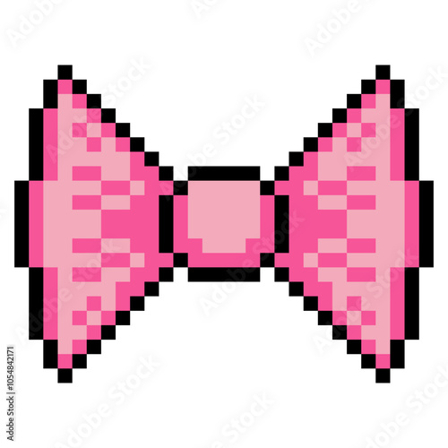 Pink color bow tie in pixel art style