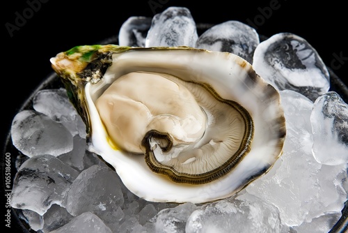 A photo of a fresh raw oyster