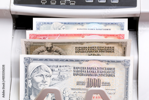 Yugoslav dinar in the counting machine