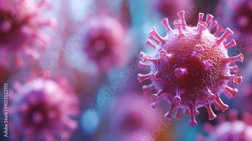 Abstract close-up of virus strains under microscope laboratory research concept for epidemic prevention