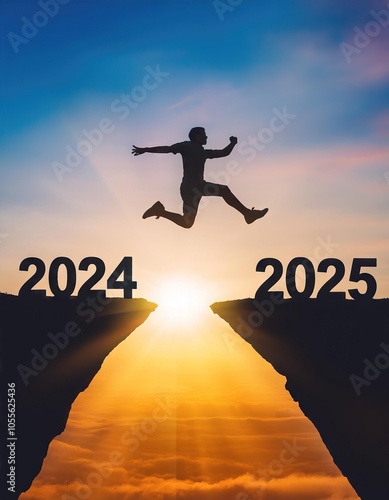 man jump between 2024 and 2025