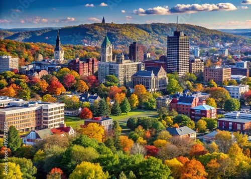 Aerial View of Scranton Pennsylvania Skyline in Late Summer and Early Fall – September 2024