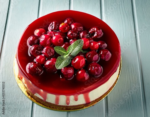 A fruits tart on a glass cake stand