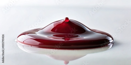 Isolated maroon slime droplet on a white surface, consistent, even, slime, rounded, droplet