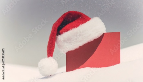 santa clause hat and red card background