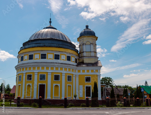 The Church of the Transfiguration of the Savior built in 1793 in the classical style in the city of Chechersk, Gomel region, Belarus