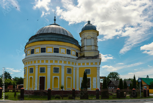 The Church of the Transfiguration of the Savior built in 1793 in the classical style in the city of Chechersk, Gomel region, Belarus