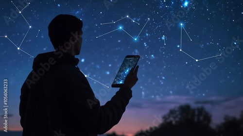 Augmented reality app visualizing constellations in the night sky.