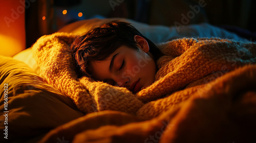 Sleeping comfortably wrapped in a warm blanket