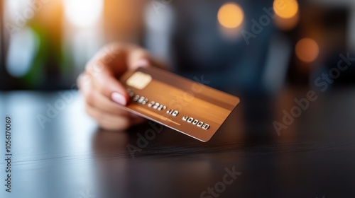 A person holds a credit card poised for a transaction, highlighting modern finance and digital payments in an increasingly cashless society.