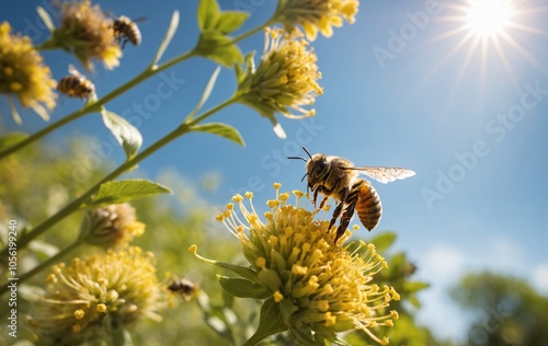  bee perched on a yellow flower