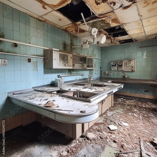 A neglected pathology unit within an abandoned hospital