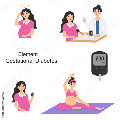 Element of gestational Diabetes Mellitus concept. hyperglycemia in pregnant.