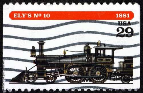 Postage stamp USA 1994 Ely's No. 10, locomotive