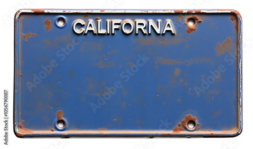 Vintage california blue 1979 License Plate with Rusted Edges and Patina