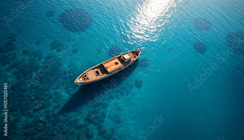 Shipwreck Michelle on the bottom of a clear sea. Aerial view of an interesting place near the Croatian beach isolated with white shades, png