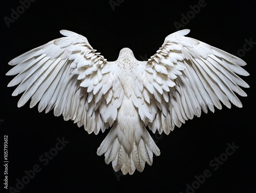 A large white bird with its wings spread out in the air