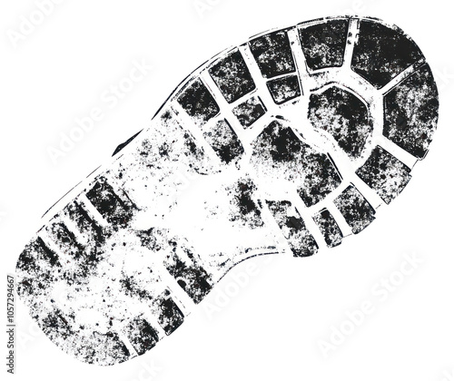 PNG Boot footprint retro photocopy stipple effect isolated white illustration.