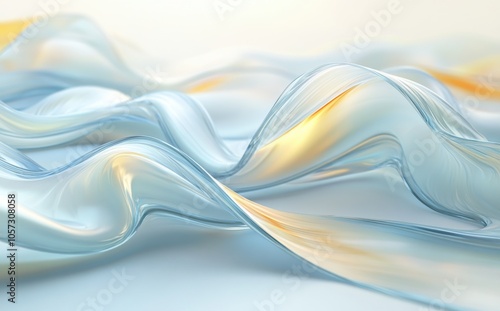 Abstract background with smooth daffodil and gabardine waves on a light white surface, elegant 3D rendering