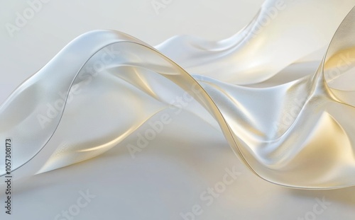 Abstract background with smooth daffodil and gabardine waves on a light white surface, elegant 3D rendering