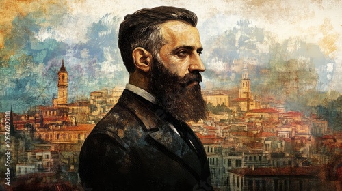 Portrait of Theodore Herzl, Founder of Zionism