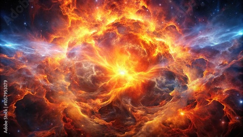 Macro infernal fire nebula in space