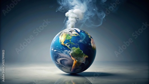 Minimalist earth landscape with smoke