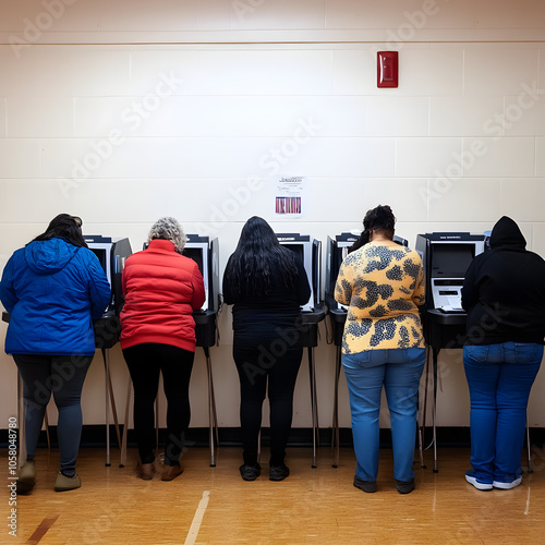 People casting their vote for the presidential election in a voting center 