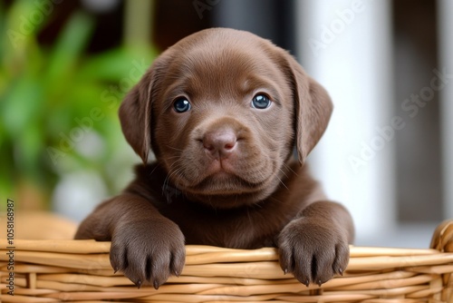 Retro-inspired image of a puppy with wide eyes and playful expression, capturing the nostalgic innocence of young animals, symbolizing warmth and tradition