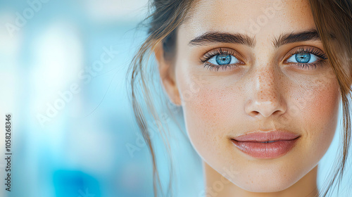 close up of a woman with copy space 