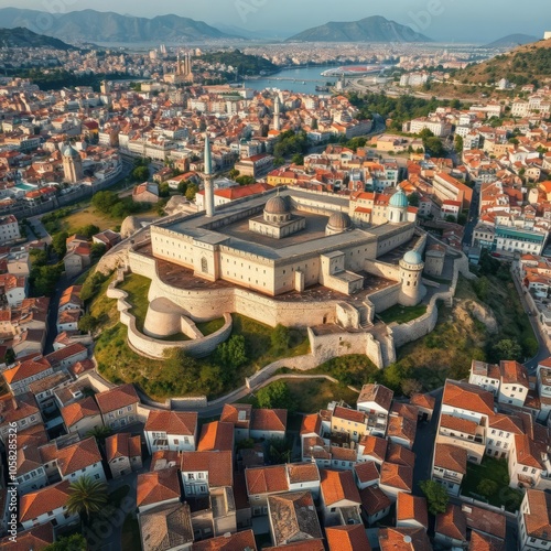 Aerial view of the city of neumarkt aerial city Ultra realistic Photorealistic aerial photography drone photography 