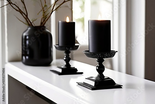 black metal candle holders a pair of slim black metal candle hol