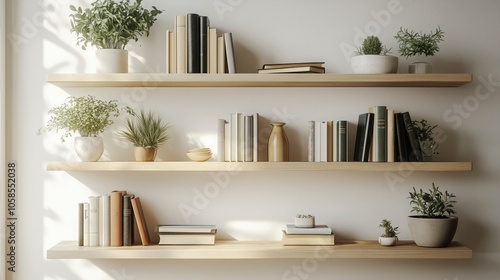 Close-Up Zoom Virtual Background. Cozy Minimalist Home Decor Shelves Displaying Houseplants and Books. Cozy Interior Backdrop, Living Room Background, Virtual Meetings