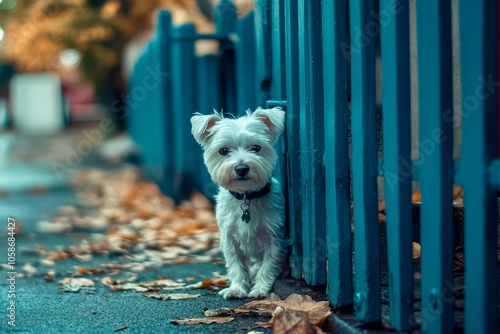 West Highland White Terrier adult dog, sleek with white coat, standing confidently, loyal and energetic expression