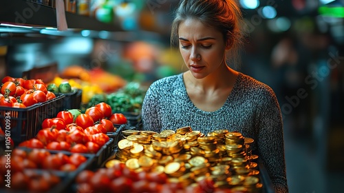 Conceptual background showing the rising living costs during inflation